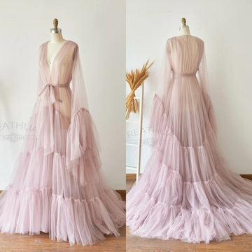 Mqtime Real Image Pink Maternity Gowns For Photo Shoot Long Sleeve Maternity Maxi Dress for Photography Pregnancy Women Party Wear
